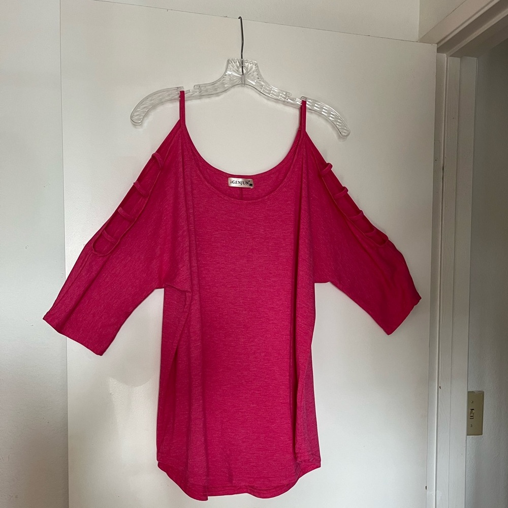 Women's Pink Cold Shoulder Top